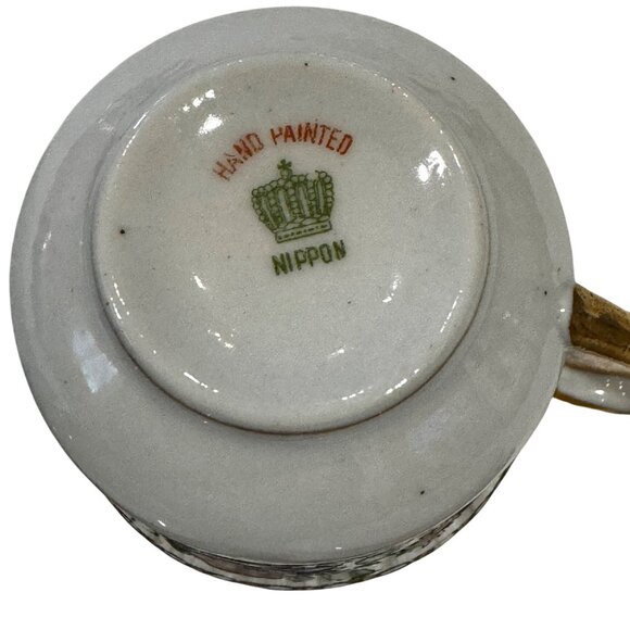 Nippon Hand Painted Porcelain Bowls & Demitasse Cup Floral w/ Gold Trim Antique - Picture 5 of 8